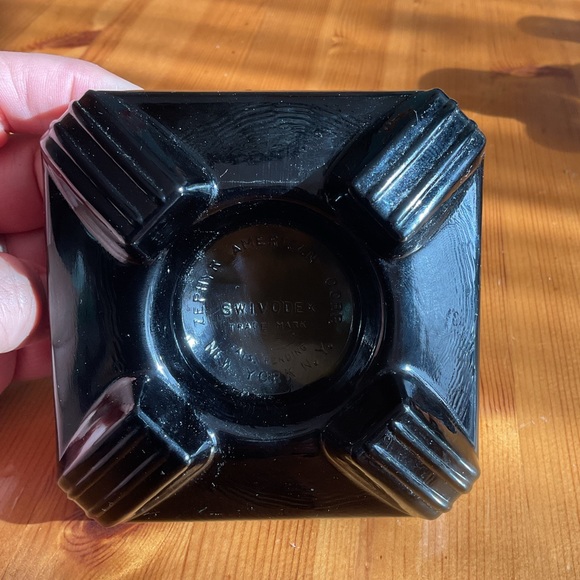 VINTAGE SWIVODEX ART DECO INKWELL 1930 BLACK SMOKE GLASS ZEPHYR AMERICAN CORP. - Picture 7 of 10